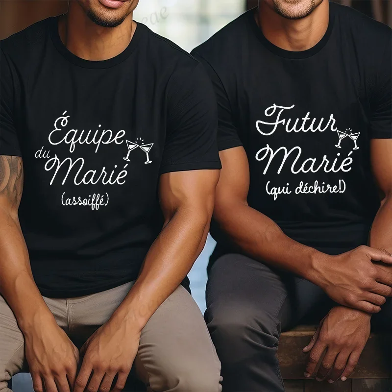 Evg فريق المستقبل العريس رجل تيز ليلة الأخيرة من الحرية قميص الفرنسية صديقها البكالوريوس حفلة فرقة تي شيرت المشاركة الزفاف القمم #4