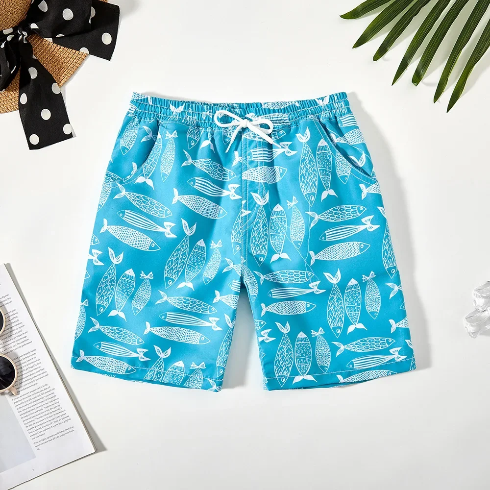 

5-14Years Boys Cartoon Swimming Trunks Teen Boys Soft Beach Pants Holiday College Childrens Beach Shorts