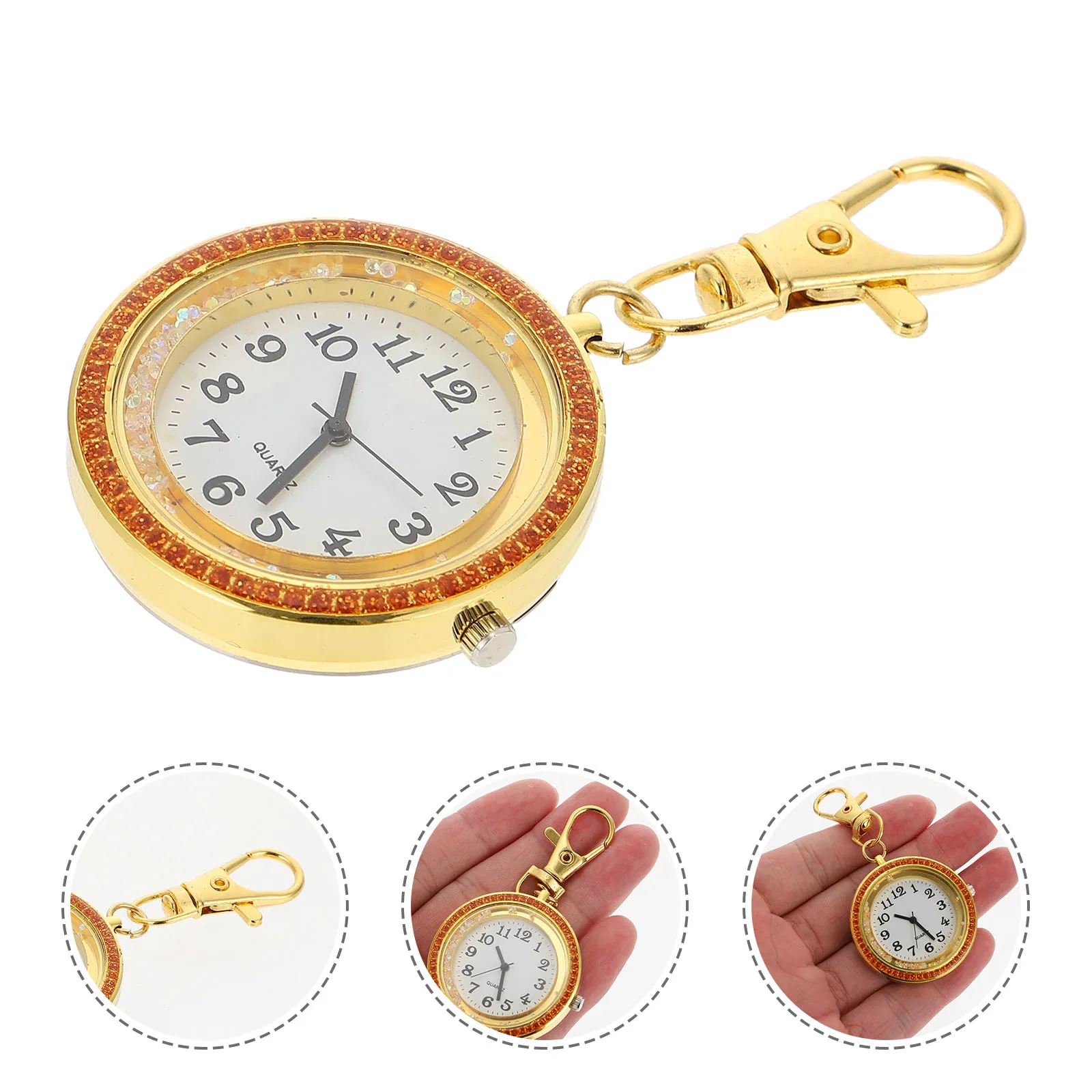 

Quartz Pocket Keychain Hanging Pendant Watches for Men Stainless Steel Alloy Glass Rhinestone Nurse Day Birthday Gift Doctor