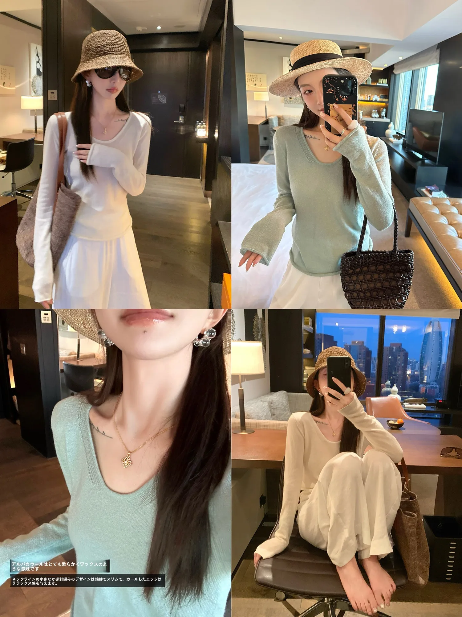 

Slim Fit Long Sleeve Knitted Sweater Beautiful Merino Wool Alpaca Wool V Neck Hook Neck Knitwear Elegant Casual Commute Style