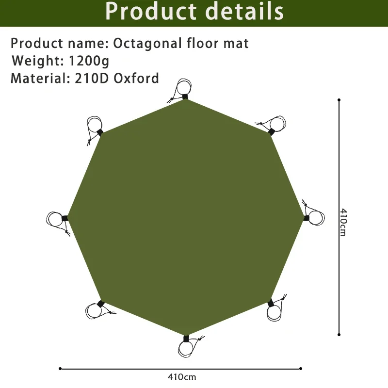 4.1X4.1M Grote Campingmat Zeshoek Achthoek Waterdichte Grondplaat Footprint Picknick Grote Mat Zeil Luifel Schaduw Strand Reismat