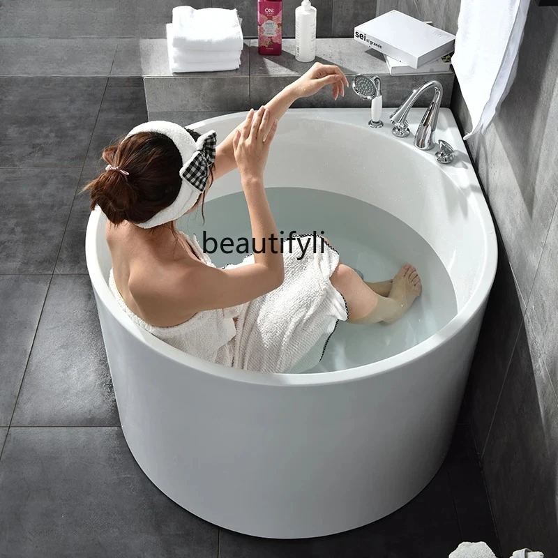 

Freestanding deepened round bathtub acrylic bath tub household seat bath tub