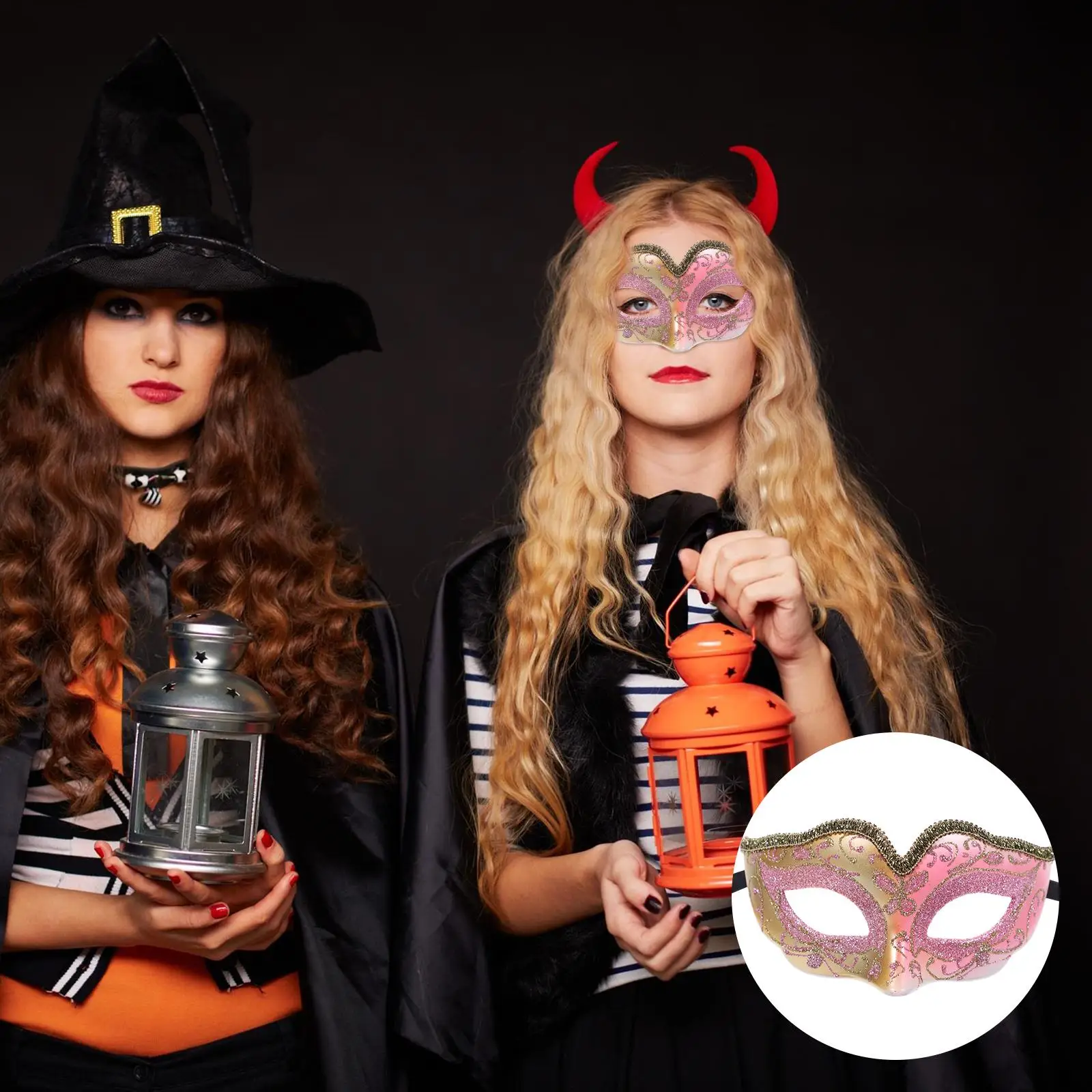 Złote półmaski w proszku Pasek dla dzieci Wygodna impreza z okazji Halloween Cosplay Dekoracyjne plastikowe akcesoria do maskarady Festiwal