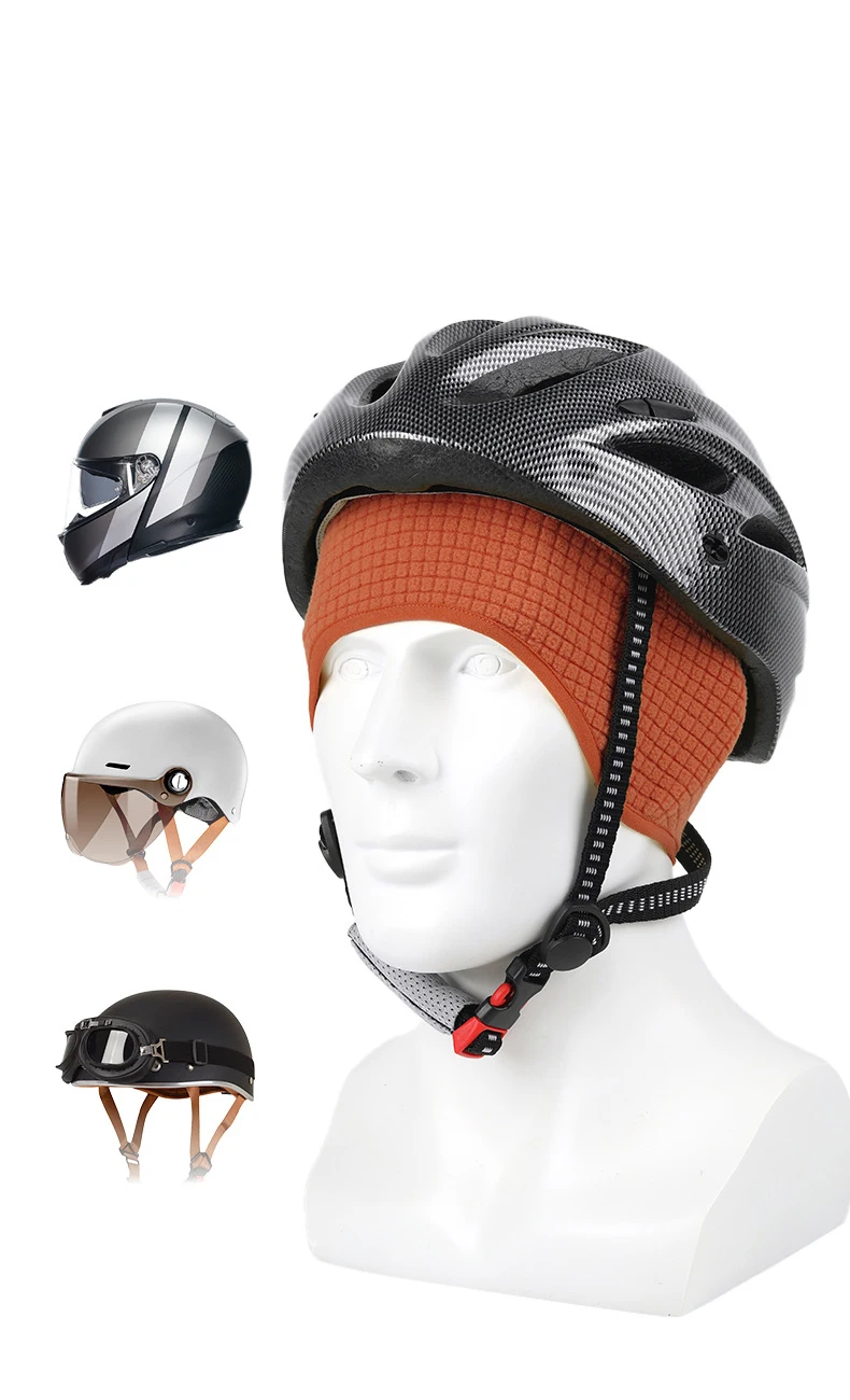 Fahrrad-Ohrenklappenmütze, Outdoor-Unisex-Mütze aus Gitterfleece, Thermomütze, Herbst-Winter, dehnbar, Ski-Helm-Innenfutter, winddichte Mütze – Detail 5