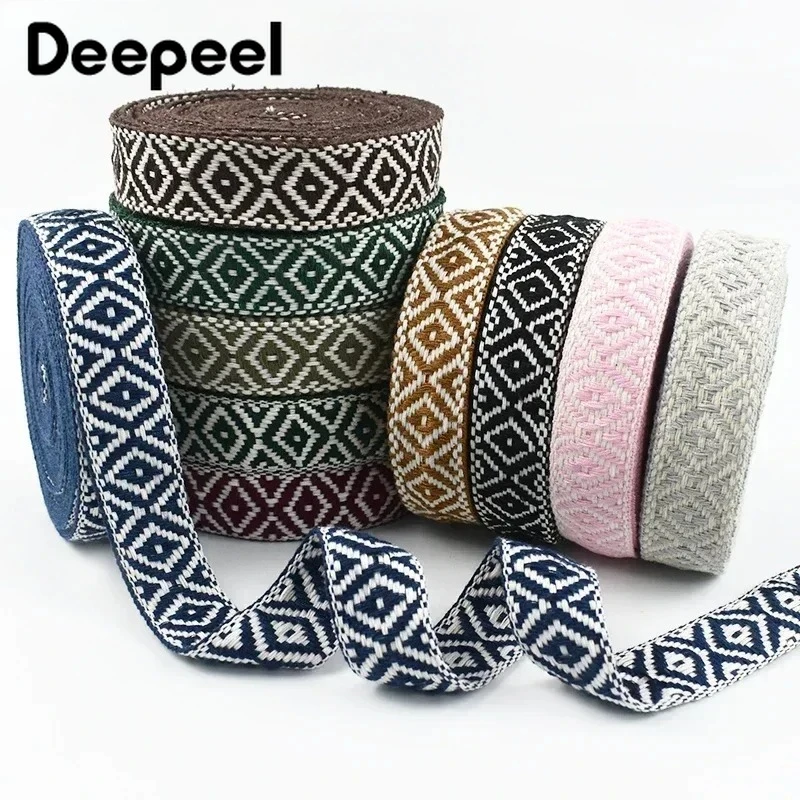 

2/5/10Meters 25mm Jacquard Cotton Webbing Strap Decorative Ribbons for Sewing Shoulder Bag Straps Ethnic Braid Band Accessories