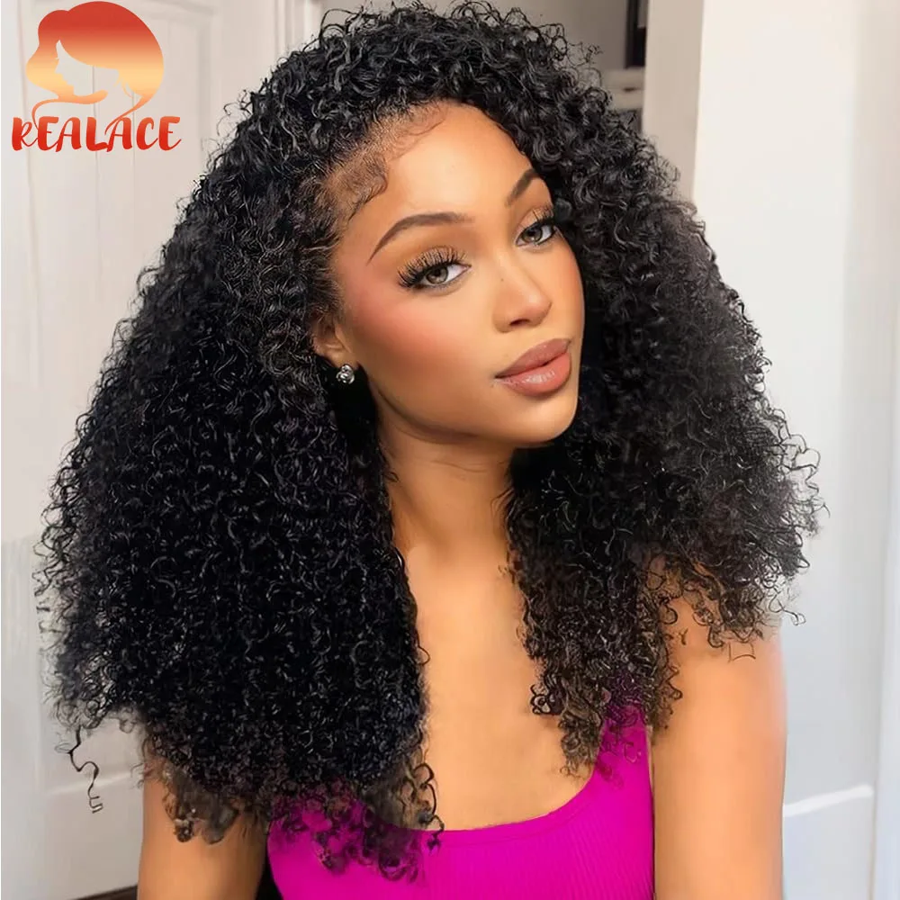 

Натуральный парик из человеческих волос Realace 1B, глубокая волна, 13x6, с кружевной передней частью, естественная линия роста волос, парик с эффектом водной волны для женщин, кудрявые парики, черный цвет