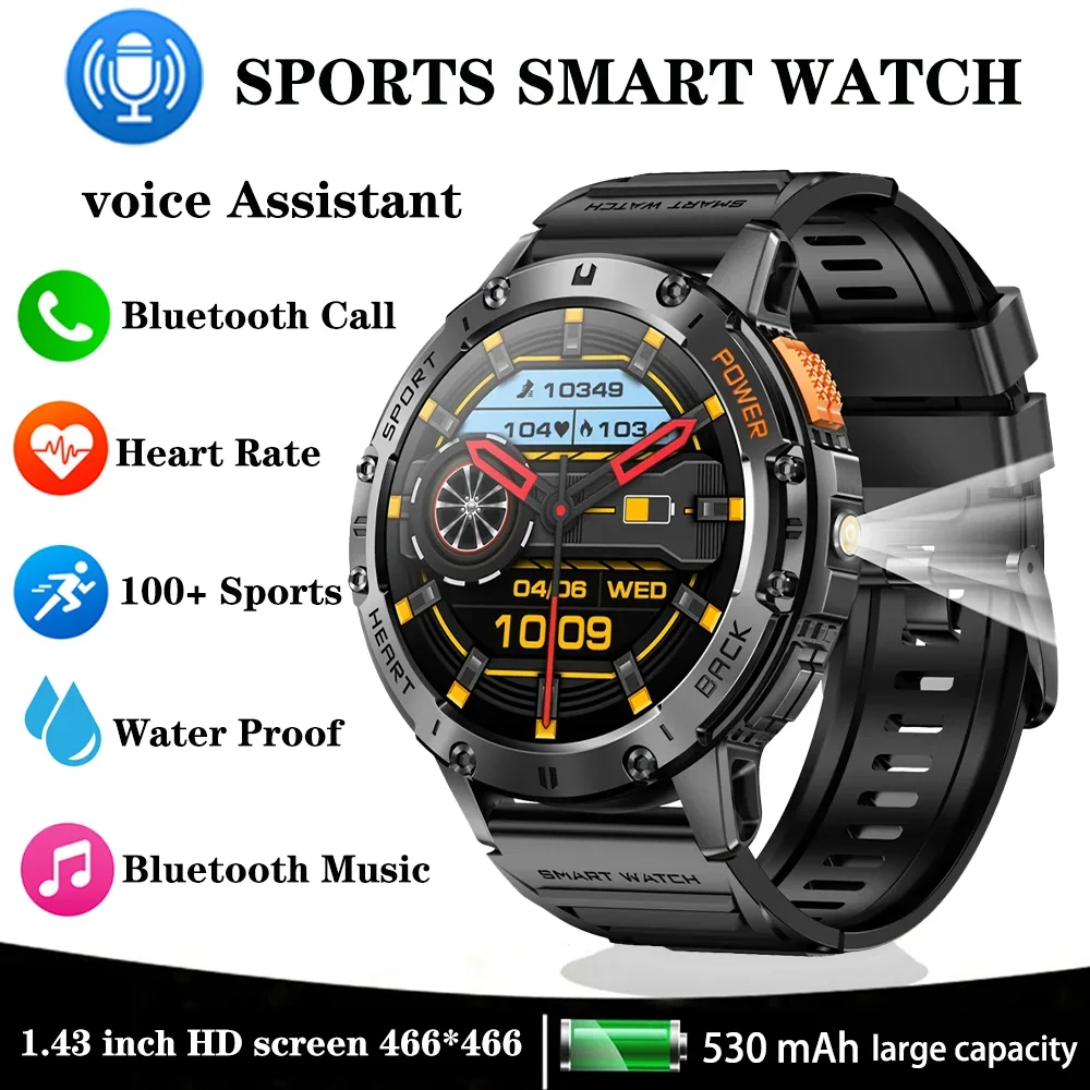 

Xiaomi Mijia Smartwatch Hombre Flashlight Bluetooth Call Voice Assistant Watch Heart Rate Monitoring Waterproof Sports Men Watch