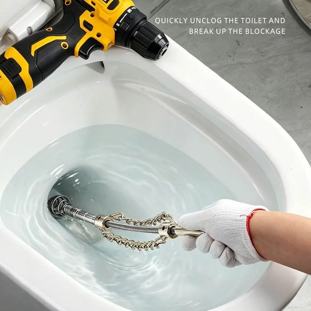 Multifunctional Toilet Pipe Dredger Dual Chain Structure Household Applicable Dual Chain Unclog Tool Detachable Design