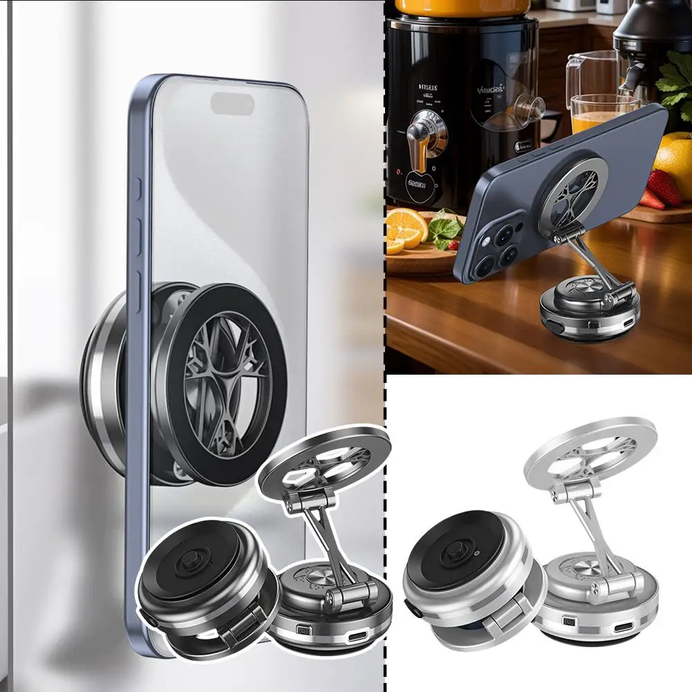 360° Rotation Vacuum Adsorption Magnetic Bracket Electric Folding Bracket Electric Turntable Magnetic Suction Cup Phone Hol R5k0