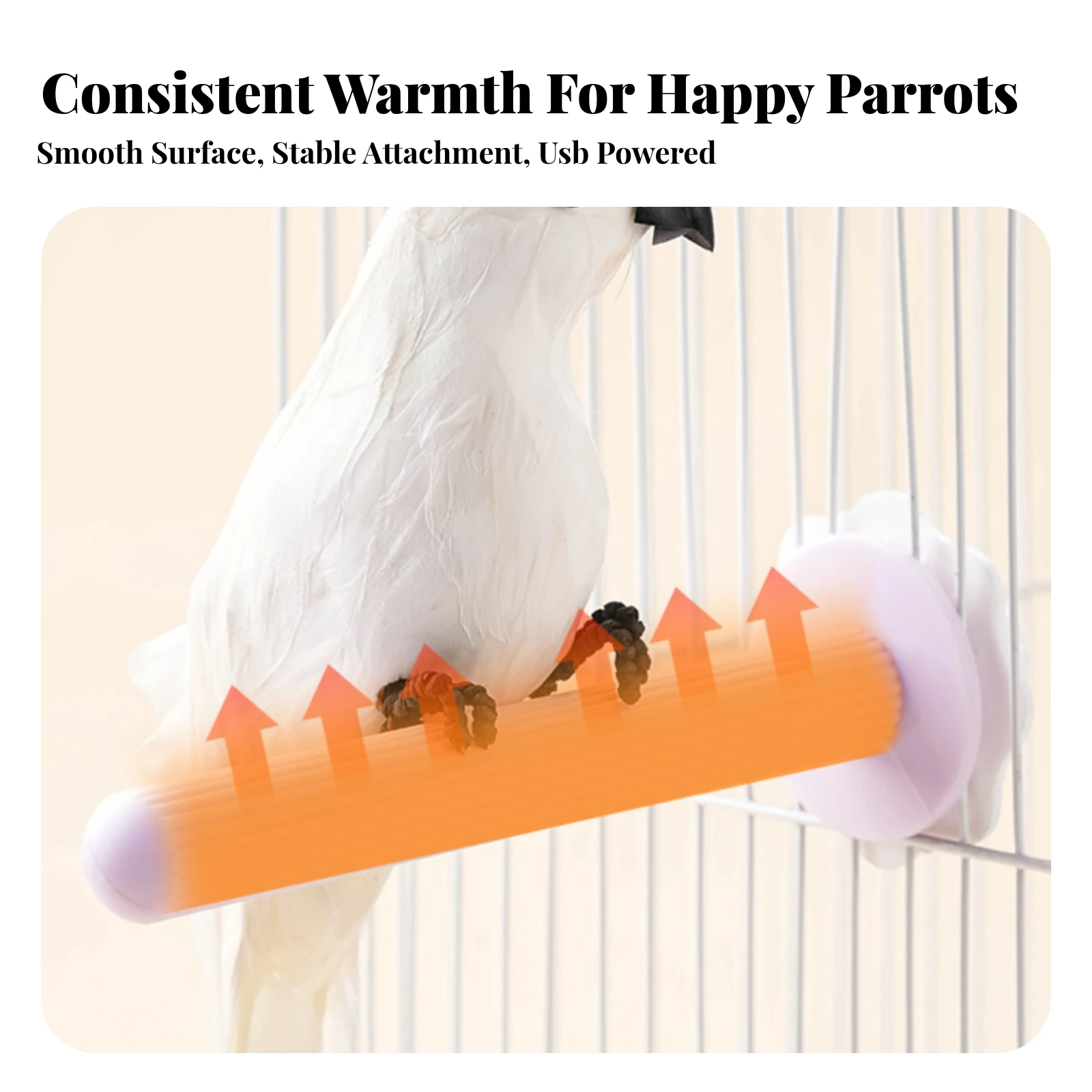 USB Heated Parrot Perch Textured Grip Heated Perch with Unheated Section USB Bird Warmer Easy to Install Bird Cage Heating Pole