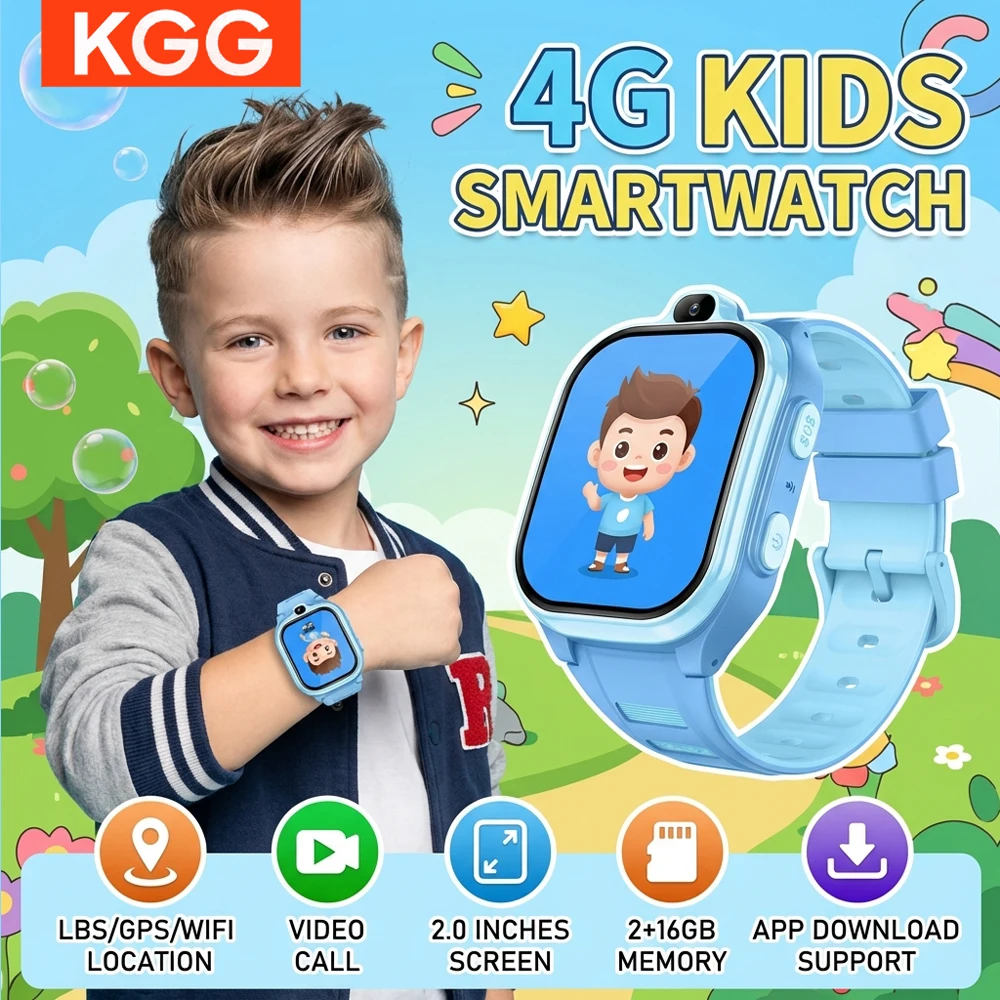 

4G Smart Watch Kids GPS WIFI Video Call SOS Tracker Location Phone Watch APP Download Child Smartwatch Monitor Boys Girls Gifts
