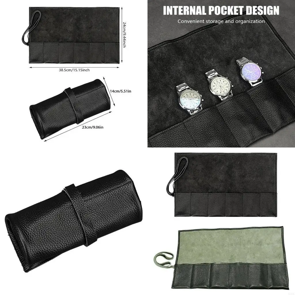 

Genuine Leather Watch Roll Watches Case Storage for Mechanical Timepieces X3UC