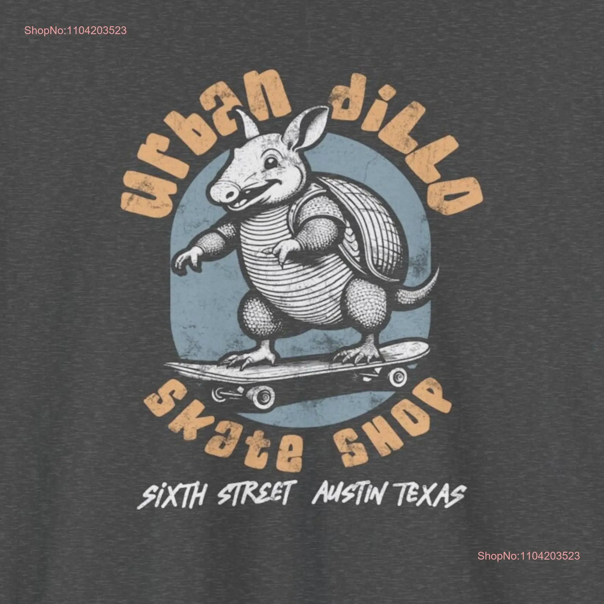 Austin TX Armadillo Skateboard T Shirt Urban Dillo Skate Shop Vintage Texas Skateboarding Wear ATX Skater