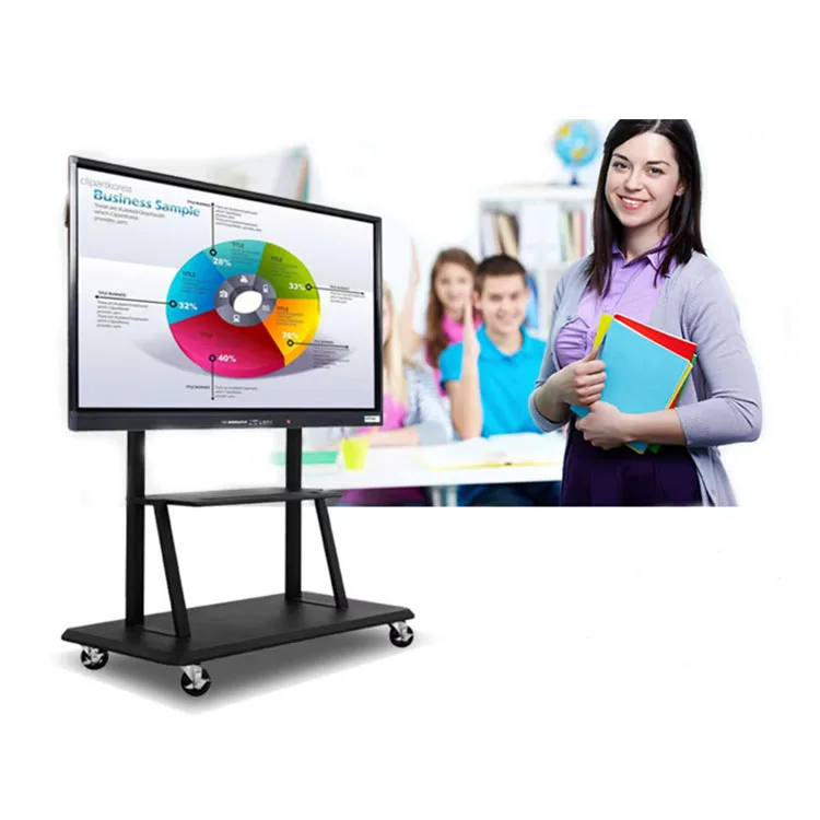 Interactive Smart Board School Office Electronic Whiteboard LCD 20-Point IR Touch 4K Android/Windows Flat Panel 4mm Anti-Glare