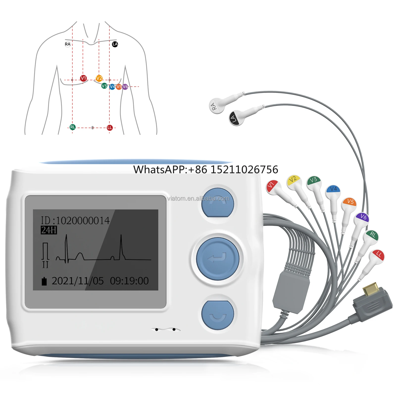 TH12 Home Holter Ecg 12 Channel Palm-size Lightweight 12 Lead Holter Recorder With Ai Analysis 24-hour Ecg Monitoring