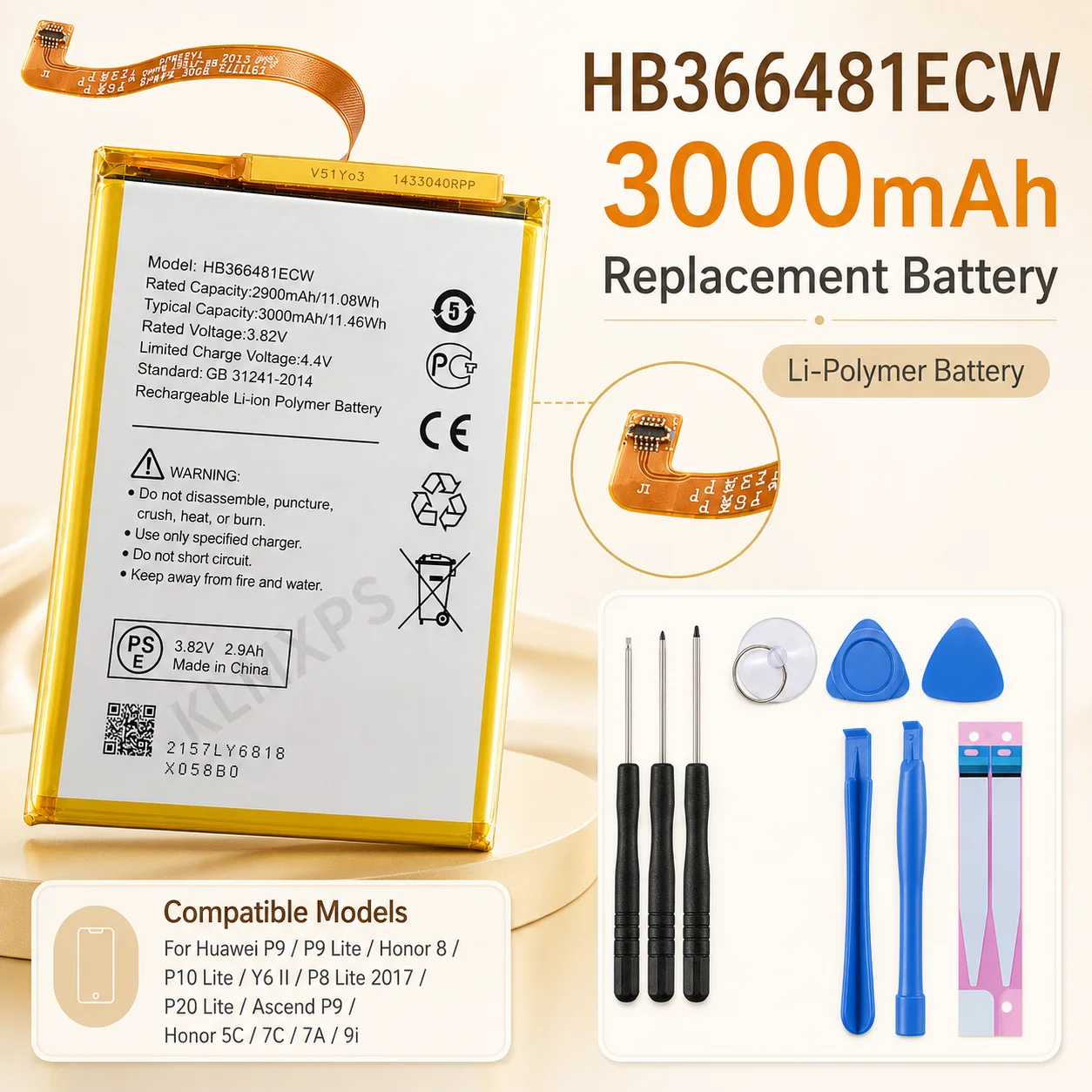 Premium Replacement Lithium Battery HB366481ECW For Huawei P8 Lite 2017 P9 P10 P20 Lite Honor 8 5C Y6 II Ascend Series