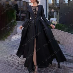 Elegant Long Evening Dresses for Women Boat-Neck Floor-Length Sweep Train Prom Party Wedding Gala Special Events Dress 2024