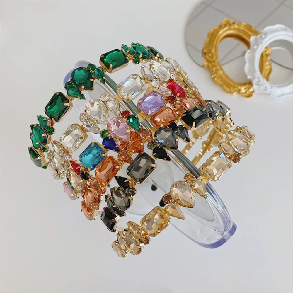

Pressure Women Luxury Thin Side Full Rhinestone Crystal Hairband Rhinestone Headbands Hair Accessories Headwear