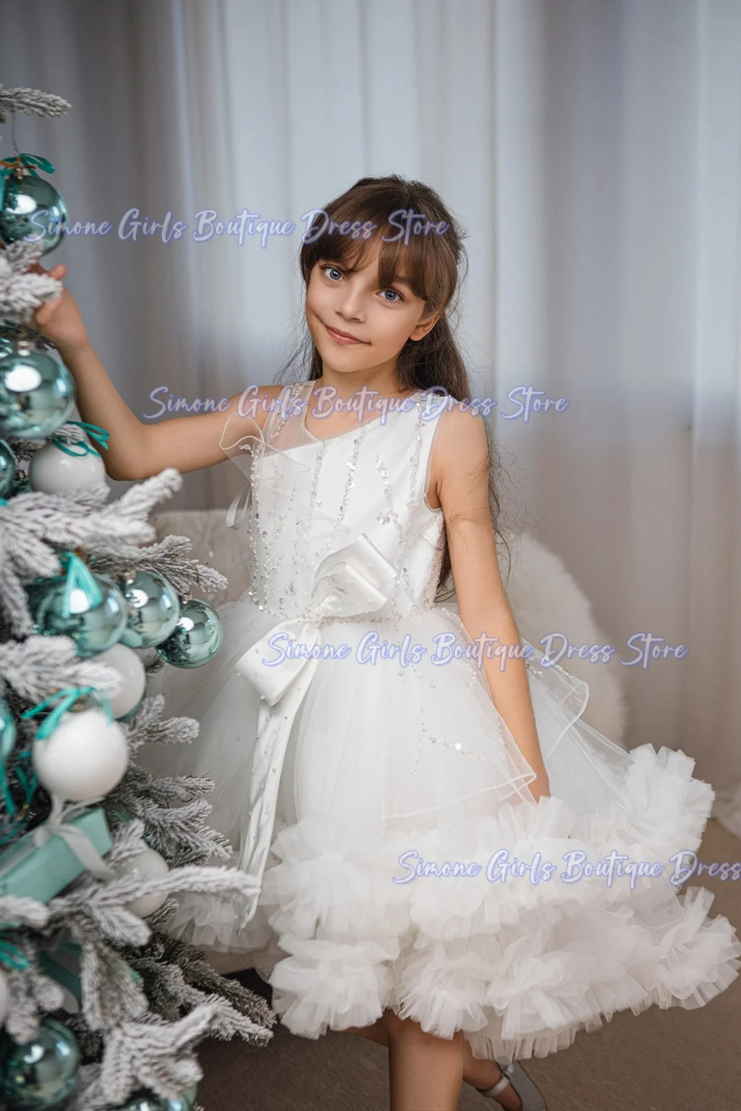 Elegant Layered princess dress Flower Girl Dress for Wedding Ceremonies Christmas Formal Receptions Dance Performance