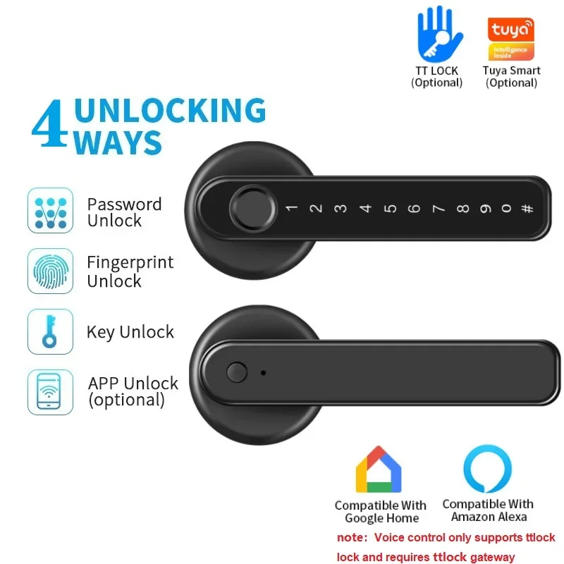 

Tuya Biometric Fingerprint Smart Door Lock TTlock Fingerprint Lock Password Electronic Digital Lock Keyless Entry Smart Locks