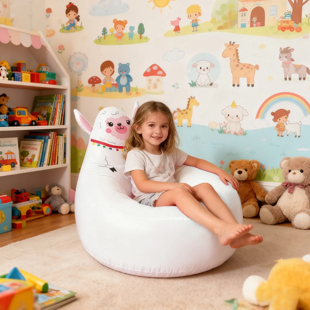 Cartoon Kinder PVC aufblasbares Sofa weich hautfreundlich tragbar Outdoor-Aufbewahrungsstuhl niedliches Design leichte faltbare Couch