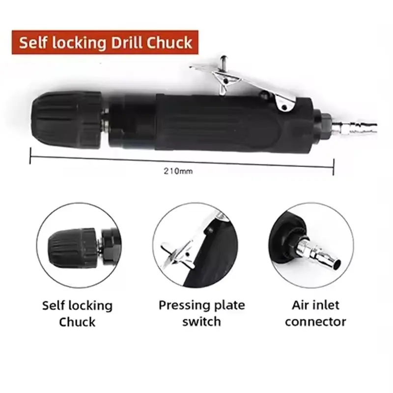 AA49 High Torque 3/8 Inch Pneumatic Air Drill Gun Straight Design For Woodworking Projects