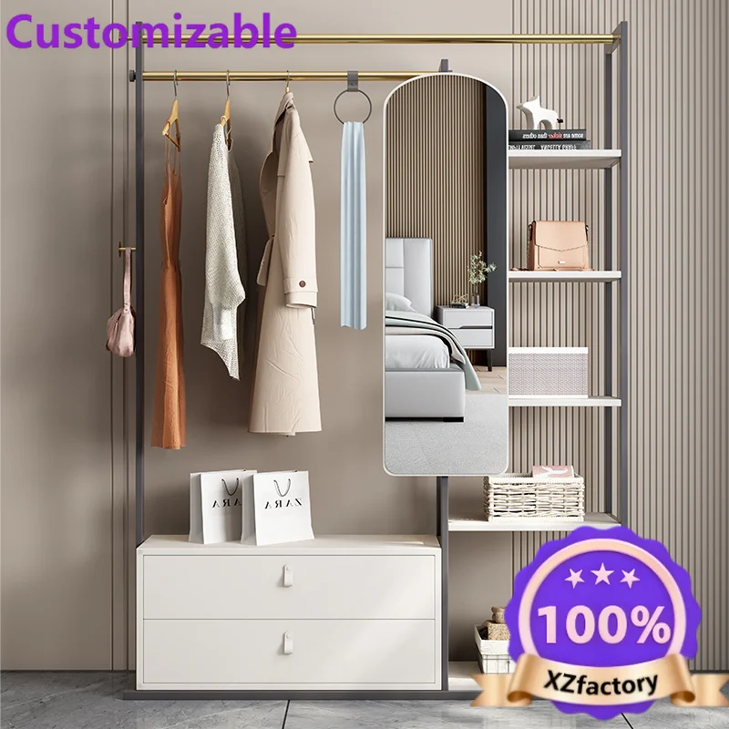 Factory Direct 2026 Top RatedCoat rack floor-to-ceiling bedroom household high-end light luxury wrought iron storage full-length
