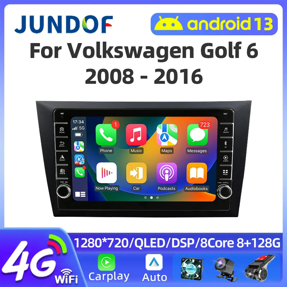 

For Volkswagen Golf 6 2008 - 2016 Carplay Auto 4G+WIFI GPS Car Radio Navigation Multimedia Video Player Stereo BT Android 13