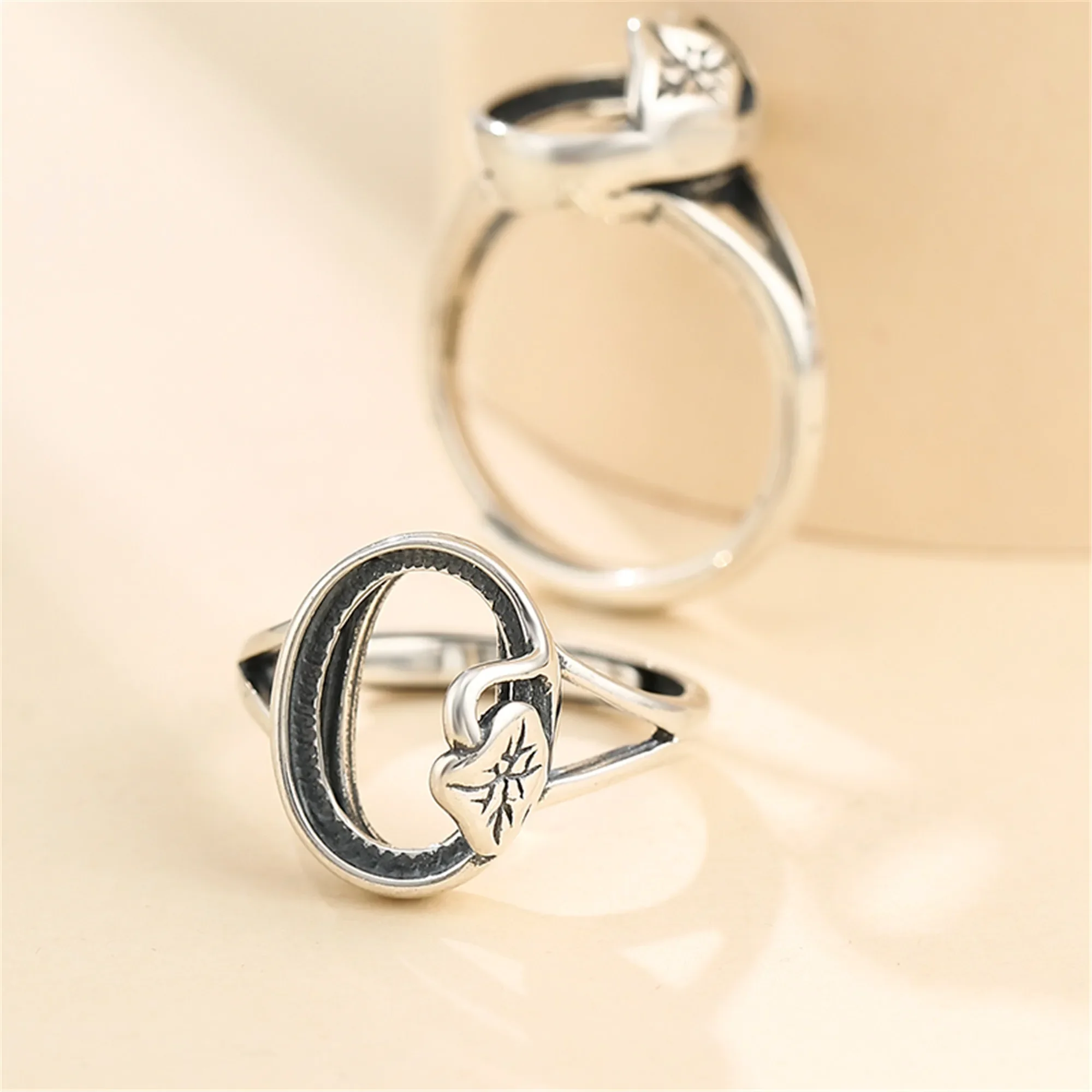 

Ring Setting for 10x14mm Oval Cabochons Antique Style Ring Blank Thai Sterling Silver Adjustable Ring Base SR0412