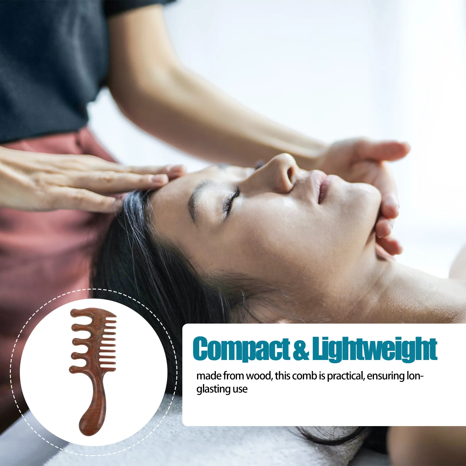 

Solid Wood Head Massage Comb Five Rounded Tooth Design Scalp Massage Tool Multiuse Scalp Comb Hair Massager Universal