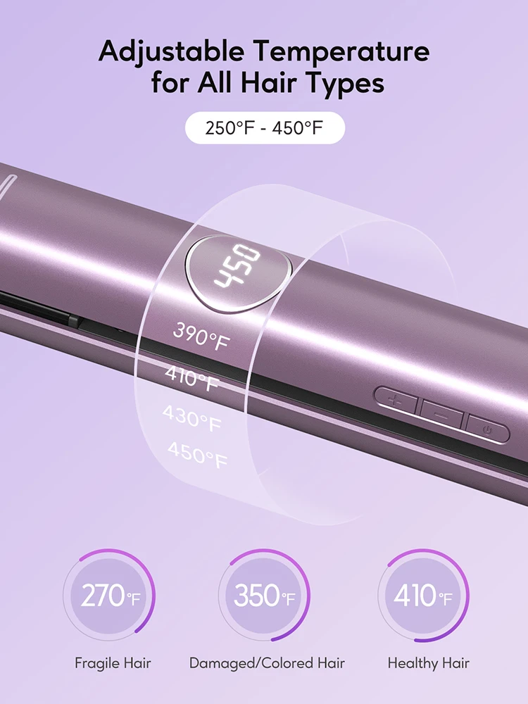 KIPOZI Hair Straighteners Flat Iron V5 PTC Titanium Plate Negative Ion 500W+, 2 in 1 Straightener and Curler , LED 9 temp level