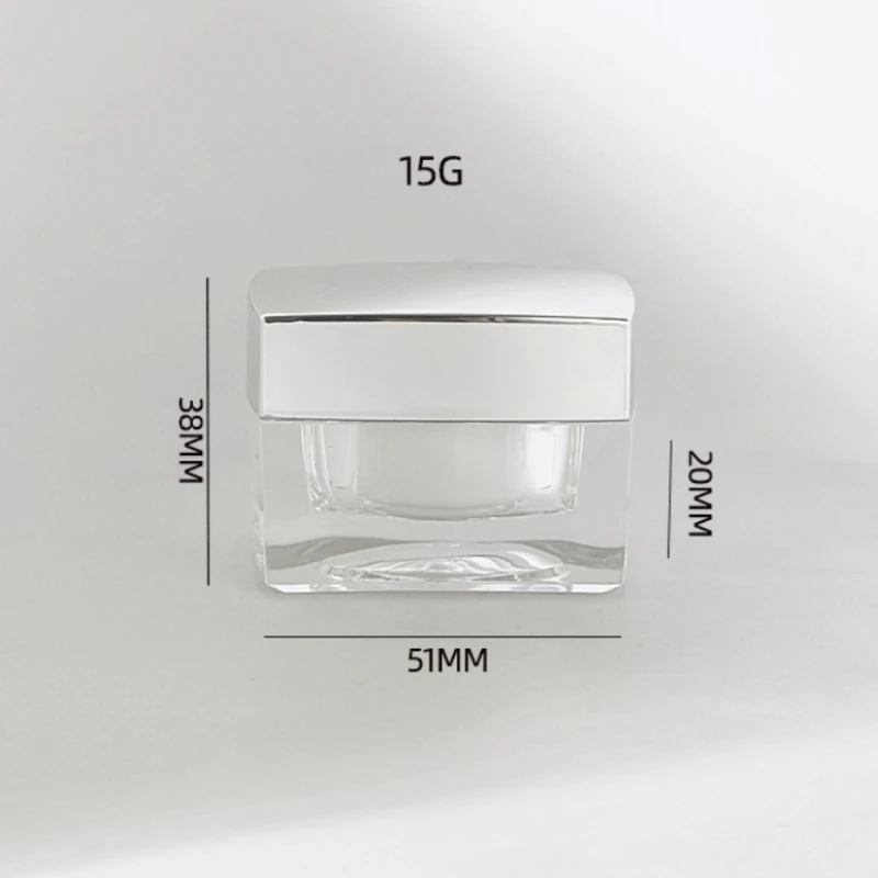 10 Stück 15g Leere Quadratische Cremetiegel, Acryl-Kosmetikbehälter, Klare Dosen für Make-up, Reisebehälter, Nachfüllbare Flaschen – Detail 6
