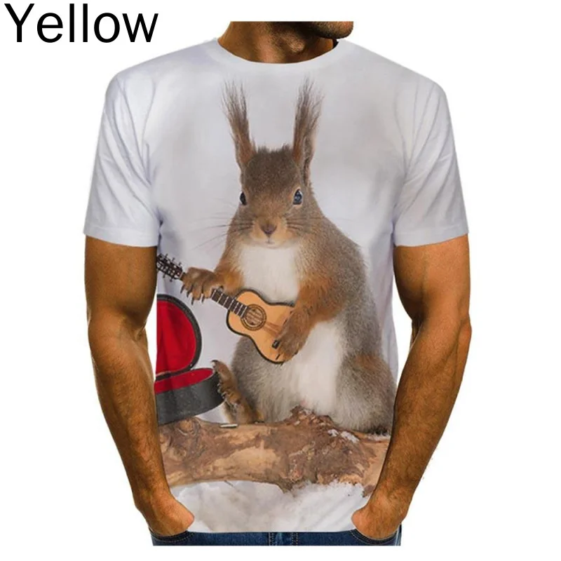 Mens Clothing Graphic T Shirts Squirrel 3D Print Shirt Animal Tees Lovely Pattern Tops Men/Women Cute Tee Funny Leisure T-shirt