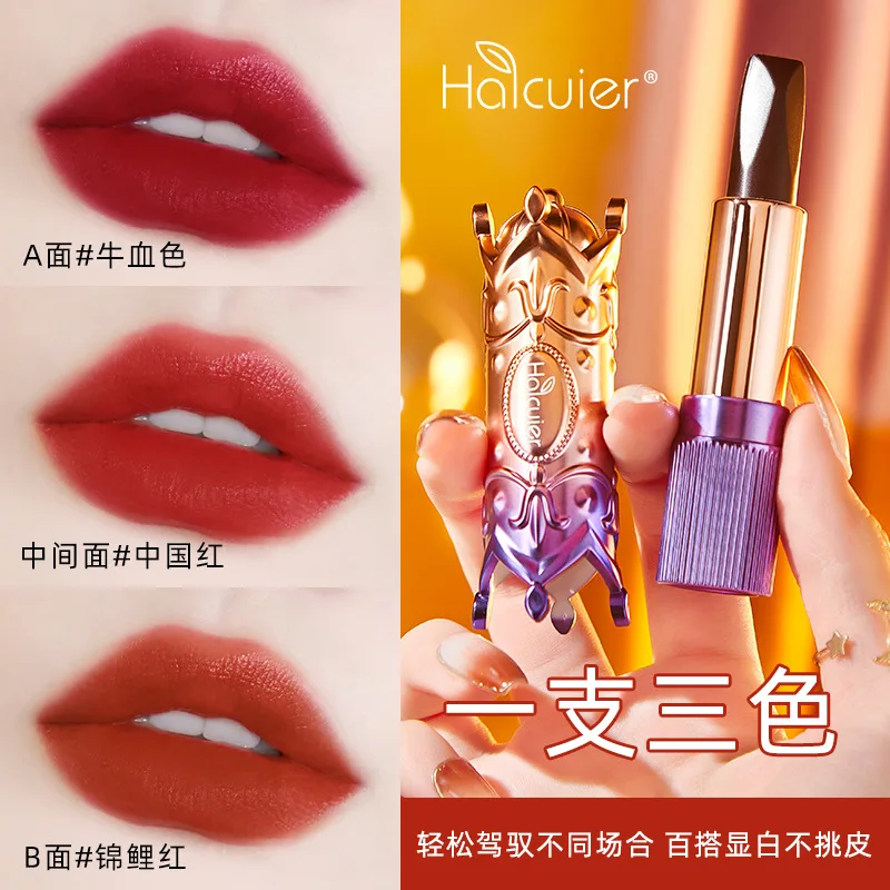 Purple Golden Magic Change 3Color Lipstick Temperature Change Color Complexion Improvement Moisturizing Not Oily No Stain on Cup