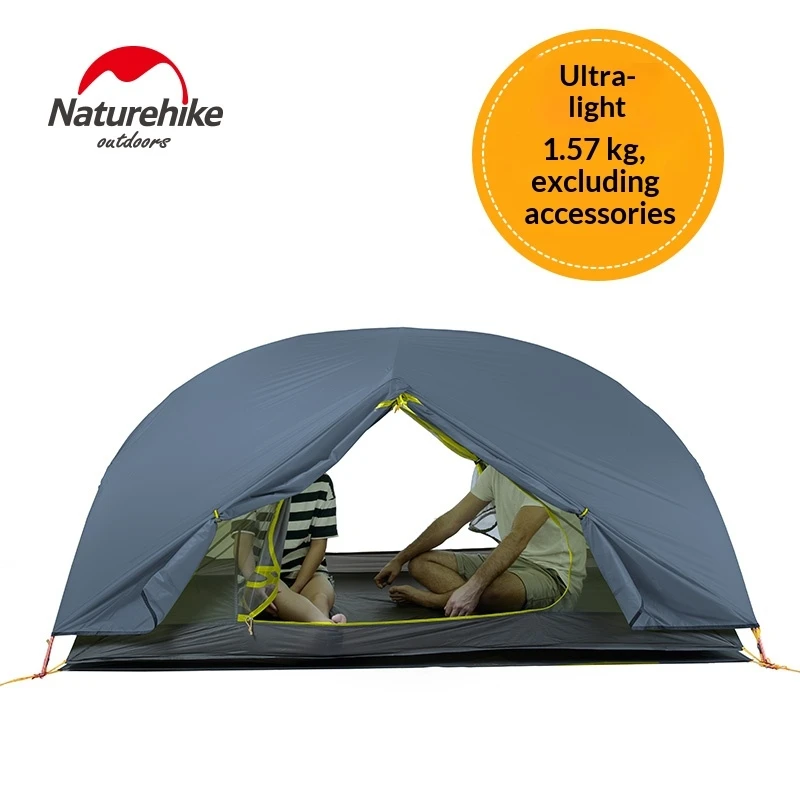 네이처하이크 몽가르 2 텐트 15D 나일론 방수 초경량 캠핑 하이킹 텐트 매트 포함 방풍 더블 백패킹 여행 텐트
