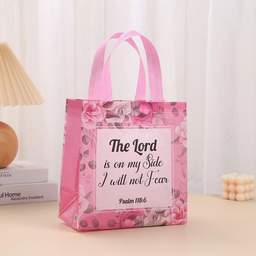 Bible Verse,Religious,Inspirational Flower,Christian Church,Baptism,Faith,Party,Birthday,Wedding,Reusable,Non Woven Gift Bags