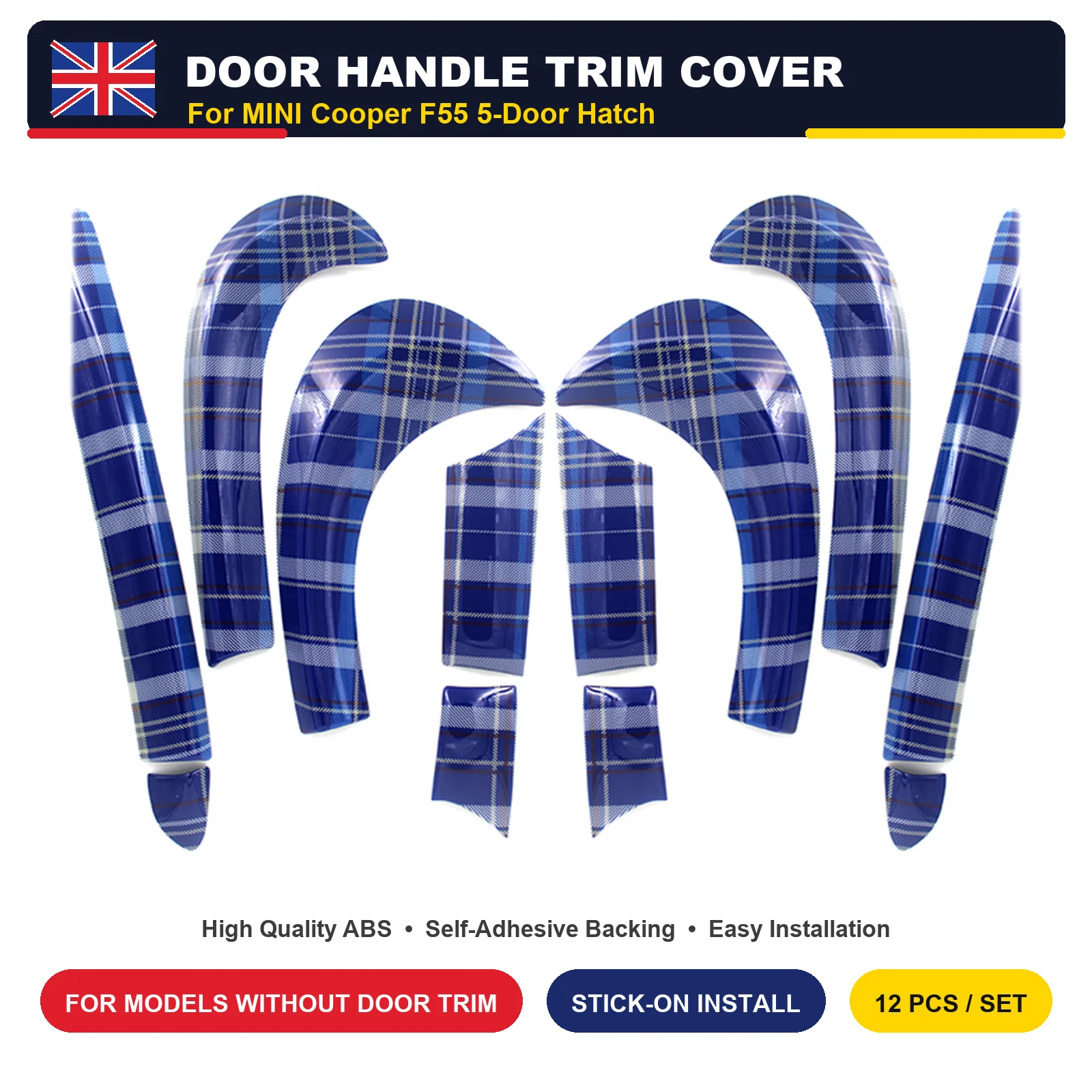 Carwoman Solid Color PC Plastic Door Trim Panel Cover Stick-on for MINI Cooper F55 5-Door 2014-2023 9 Colors Wholesale