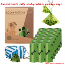 Bolsa de aseo Biodegradable para perro, dispensador de bolsas de limpieza para el hogar al aire libre, 15 bolsas por rollo, 9 rollos, 16Rloll, 32 rollos