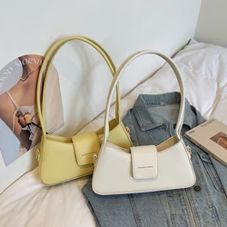 French Style Underarm Bag For Women Beige Black Handbag Clutch Bag Female Solid Color PU Leather Crossbody Bags Versatile Totes