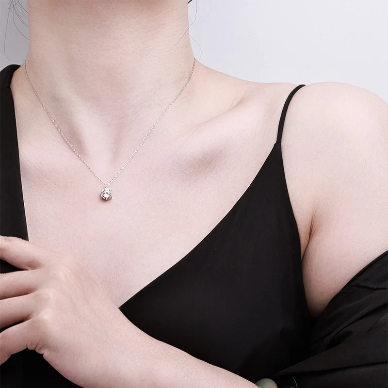 S925 فضة ستة مخلب 2-قيراط VVS1 D اللون مويسانيتي قلادة المرأة قلادة مجوهرات موضة هدية عيد الحب #4