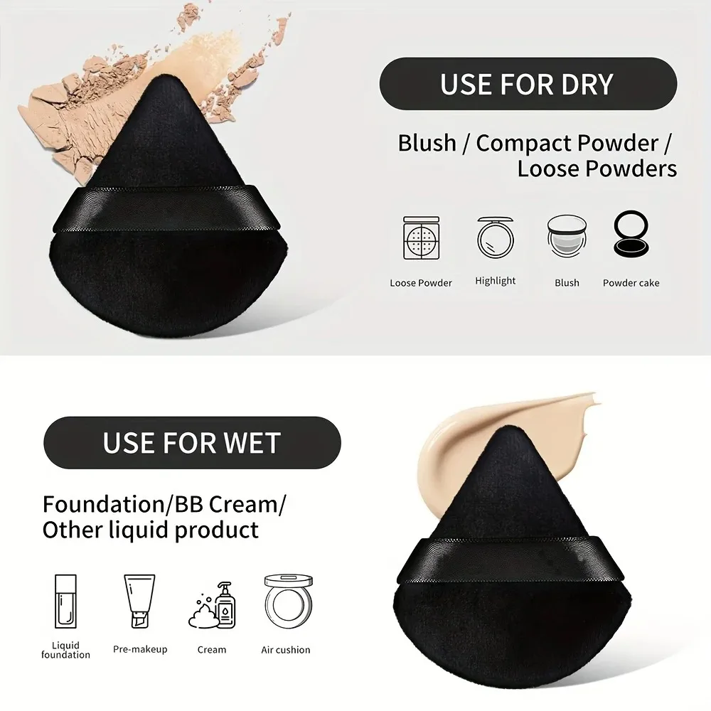 1/3/5/12/50 Pcs Triangle Powder Puff For Loose Powder Liquid Cosmetic Soft Plush Powder Puff Makeup Foundation Puff Makeup Tool