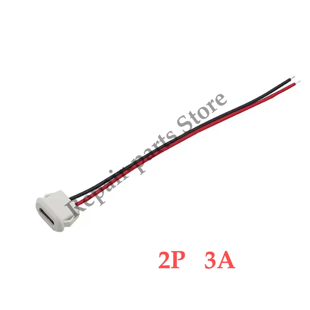 2–10 Stück USB Typ-C wasserdichter USB-Steckverbinder, direkte Kompressionsbuchse, Buchsenanschluss, Ladeschnittstelle mit Schweißdraht