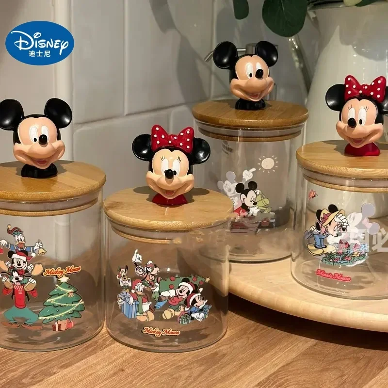 Disney Goofy Pluto Goofy Glass Jar Food Cartoon Storage Box Creative Glass Jar Kitchen Supplies Kawaii Living Goods Storage