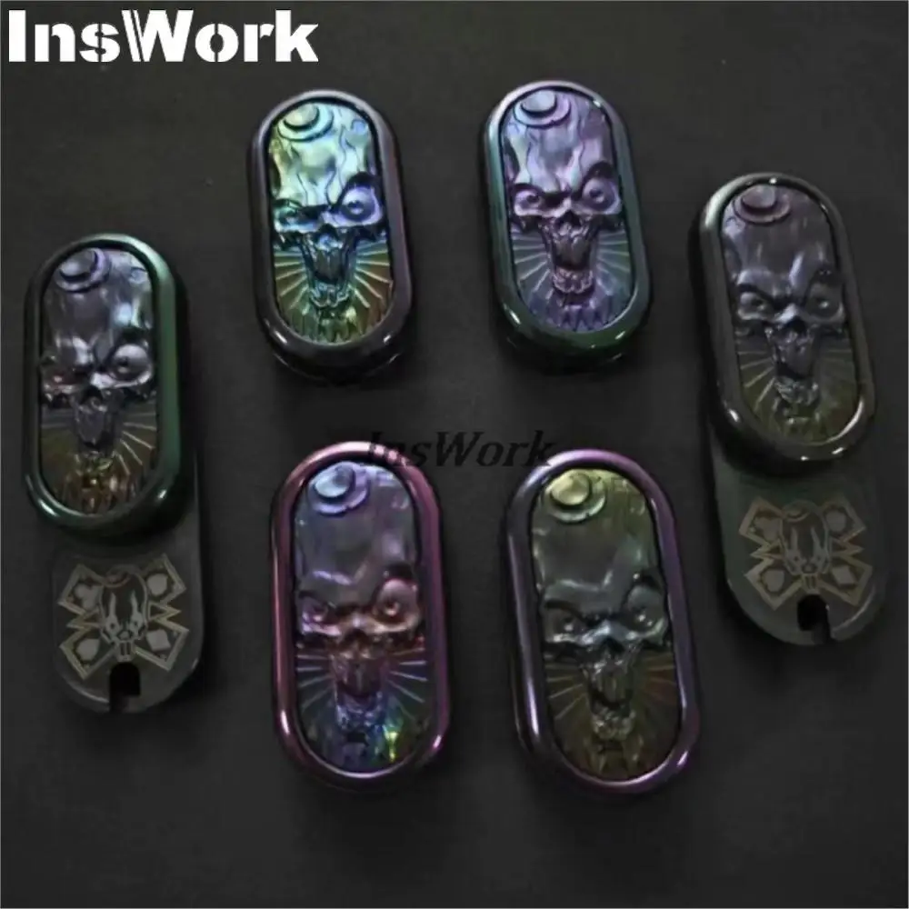 TKEDC 4th Mini Skull Fidget Push Slider Zirconium Cupronickel Push Card Stress Relief Metal Toys Decompression Office Gift Toys