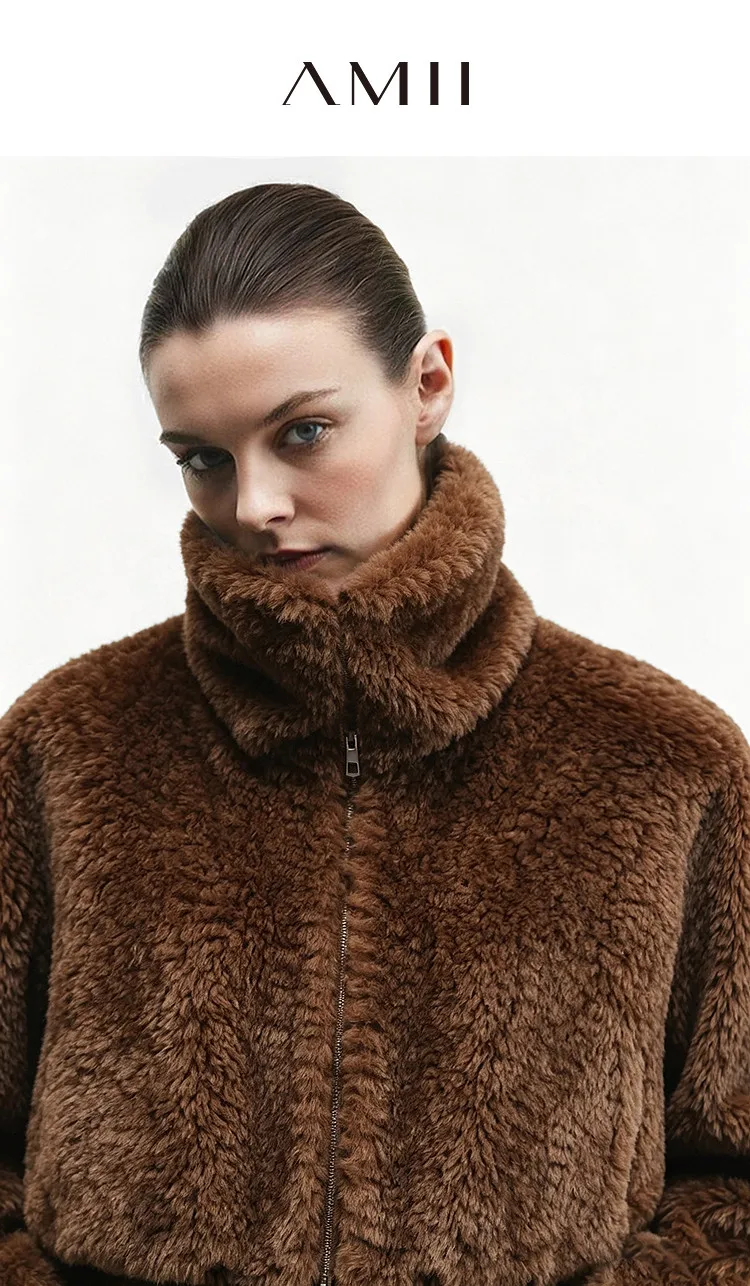 Amii Women's Faux Fur Coat Lapel Collar Oversized Warm Slimming Minimalist Versatile Commuter Winter Women's Coat 12624092
