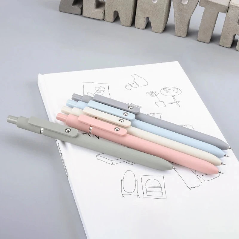 1/5 pz 0.5MM Morandi set di penne Gel ricarica nera scrittura penna a inchiostro Gel per studenti Kawaii Soft Touch cancelleria penna materiale scolastico