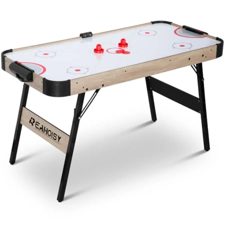 

58 Inch Foldable Air Hockey Table LED Folding Hockey Table Game Set w/2 Pucks 2 Pushers Powerful Motor Hockey Table Gaming Set