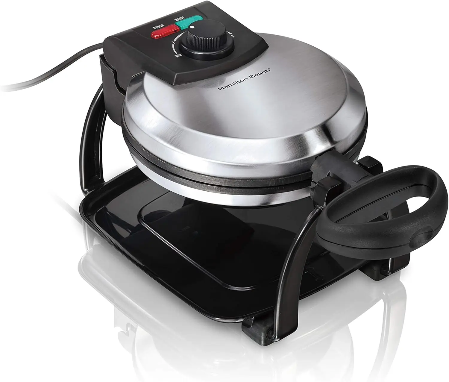 Beach Flip Belgian Waffle Maker with Browning Control, Non-Stick Grids, Indicator Lights, Lid Lock and Drip Tray, Stain