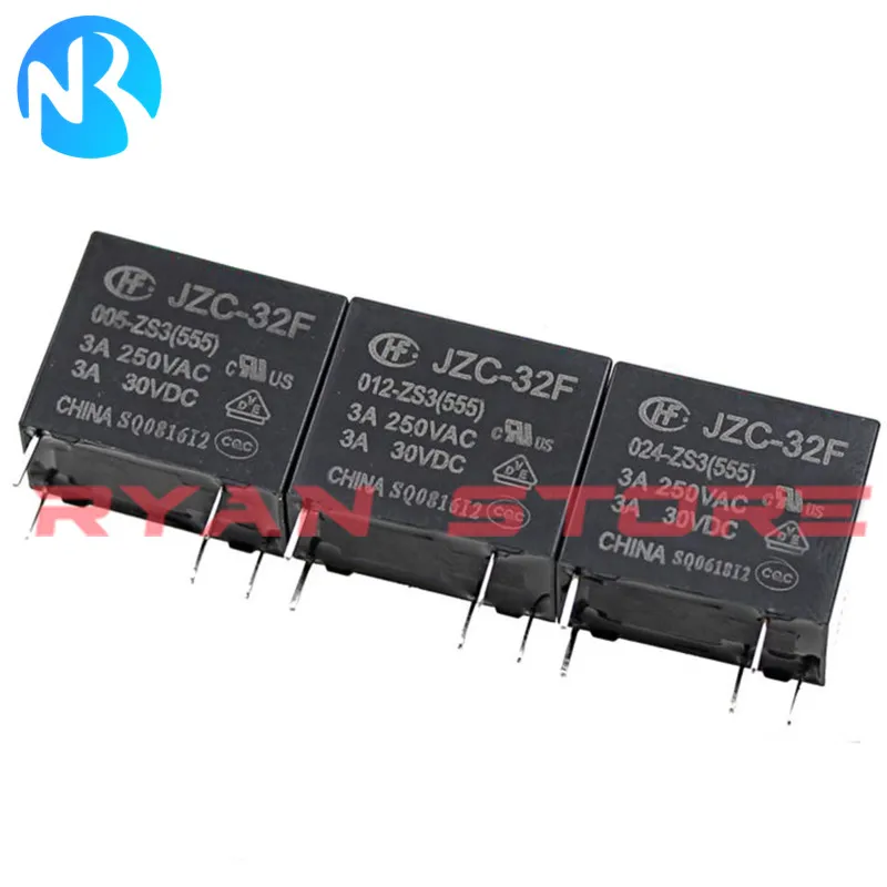 5Pcs Relay JZC HF33F HF32F G 005 009 012 024 HS3 HS ZS3 4P/5Pin 3A 5A 10A HF32F-005-HS3 32F 012 ZS3 HF33 024 ZS3 JZC-33F-012-ZS