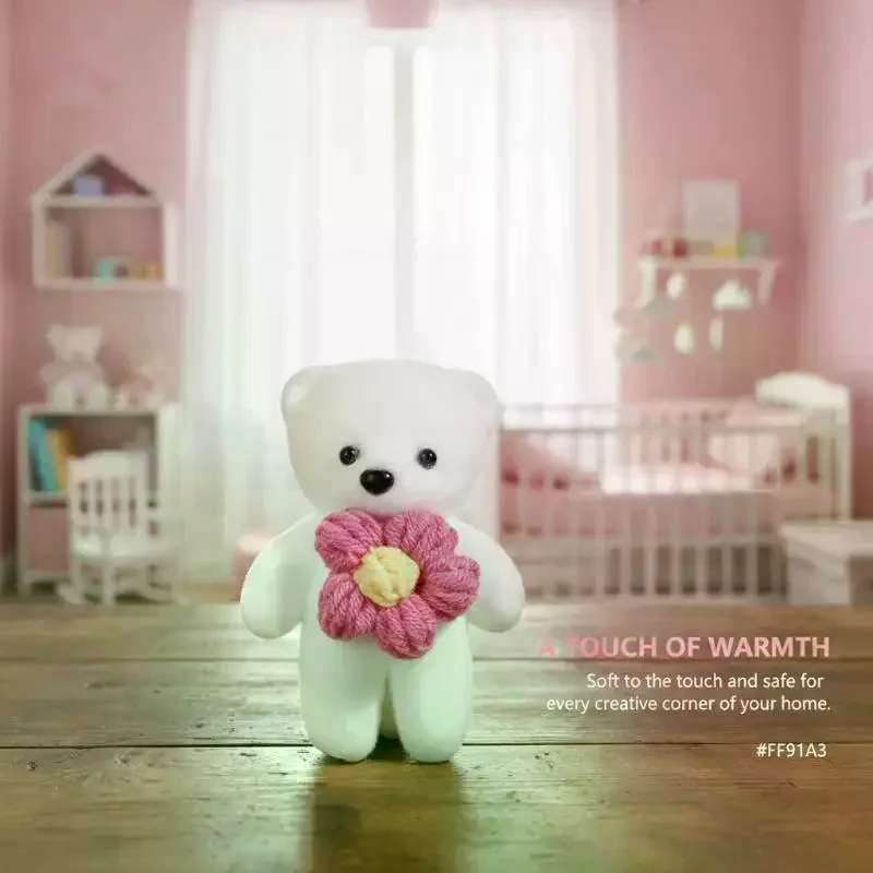 7/10Pcs Valentines Day Gift Bouquet Bear Ice Cream Flower Bear For Wedding Bouquet Cute Bear Beautiful Flower Gift Home Decor - view 2